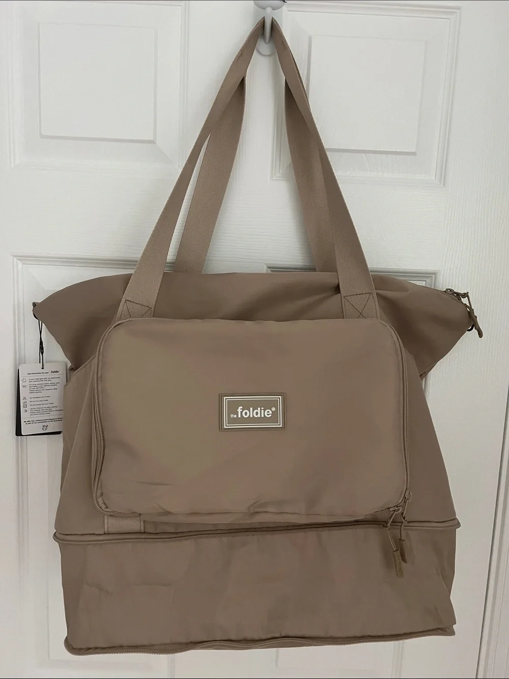 The Foldie | Taupe Foldable Travel Bag Expandable Tote NWT Sz 40L Packing Space